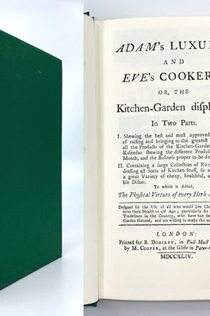 Book cover and title page: Adam's Luxury and Eve's Cookery