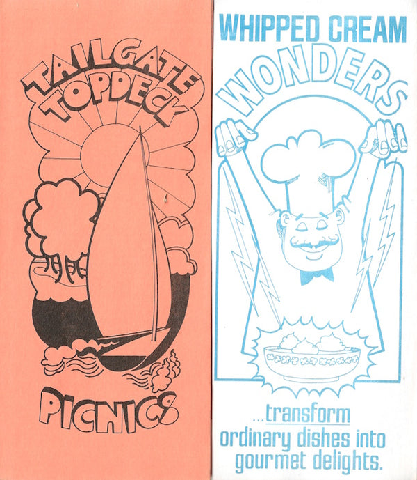 Pamphlet covers: Tailgate Topdeck Picnics and Whipped Cream Wonders