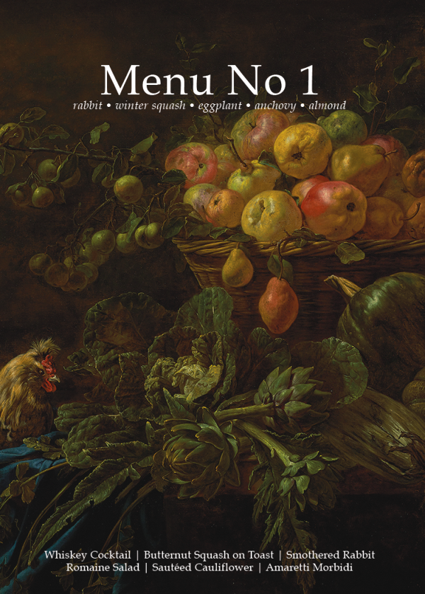 Book Cover: Menu No 1: Rabbit, Winter Squash, Eggplant, Anchovy, Almond