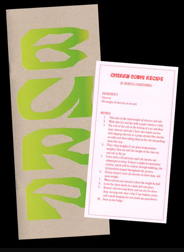 Zine cover with recipe card: Burp