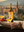 Bottle of white wine and two glasses with a scenic city view in the background