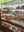 Display case with various types of bread in a bakery setting