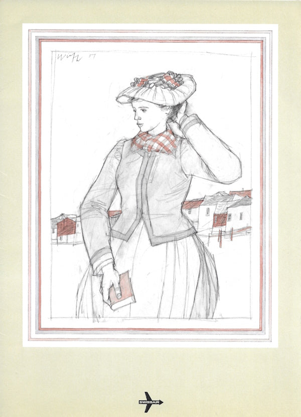 Menu cover: Woman with Book