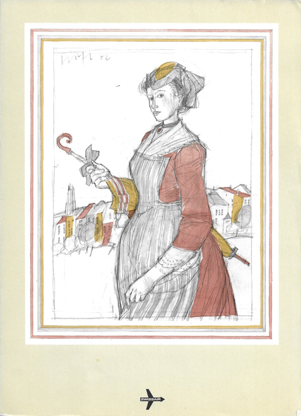 Menu cover: Woman with Umbrella