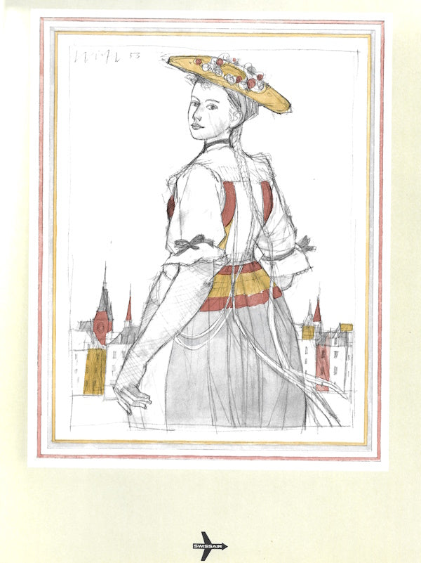 Menu cover: Swissair Zurich to Tokyo