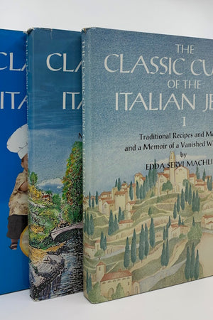 Book covers: Classic Cuisine (volumes 1 and 2) and Dolci of the Italian Jews
