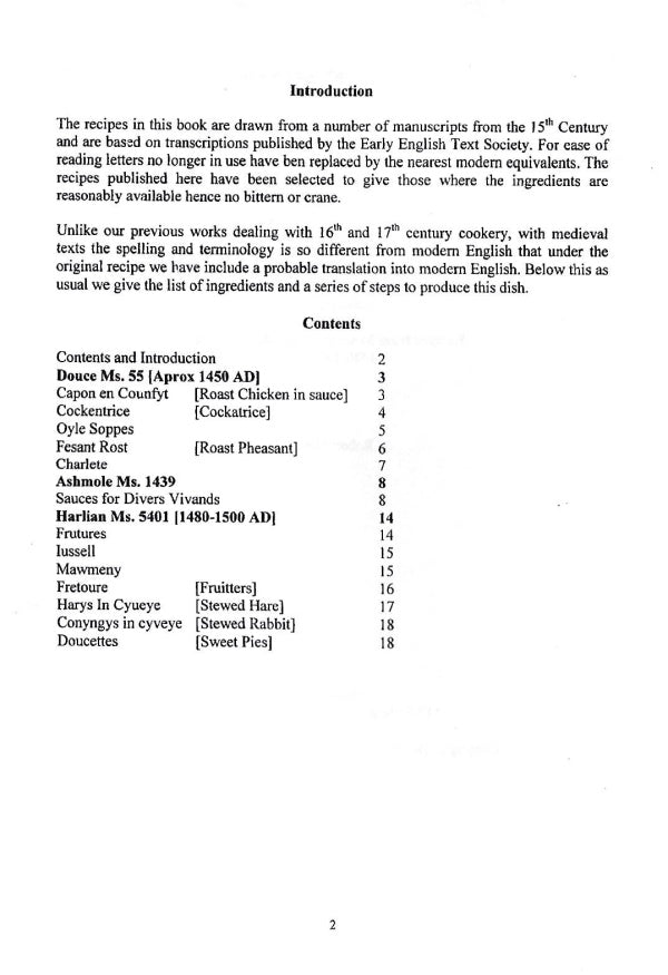 Cookery Letters 15th Century Medieval Cookery Recipes from Manuscripts 1420-1499 ...