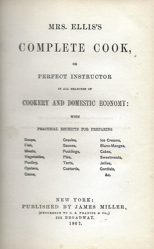 Book Cover: OP: Mrs. Ellis’s Complete Cook, or Perfect Instructor