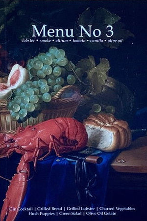 Book Cover: Menu No 3:  Lobster, Smoke, Allium, Tomato, Vanilla, Olive Oil